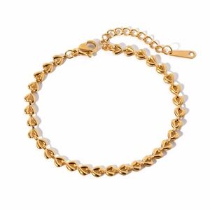 18K Gold Plated Dainty Heart Chain Bracelet